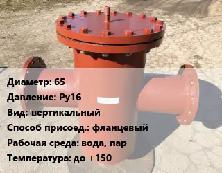 Грязевик 65 P=Ру16 вертикальный фланцевый вода, пар до +150